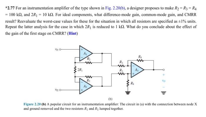 Solved *2.77 For An Instrumentation Amplifier Of The Type | Chegg.com