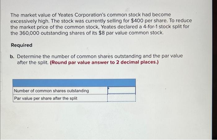 solved-the-market-value-of-yeates-corporation-s-common-stock-chegg