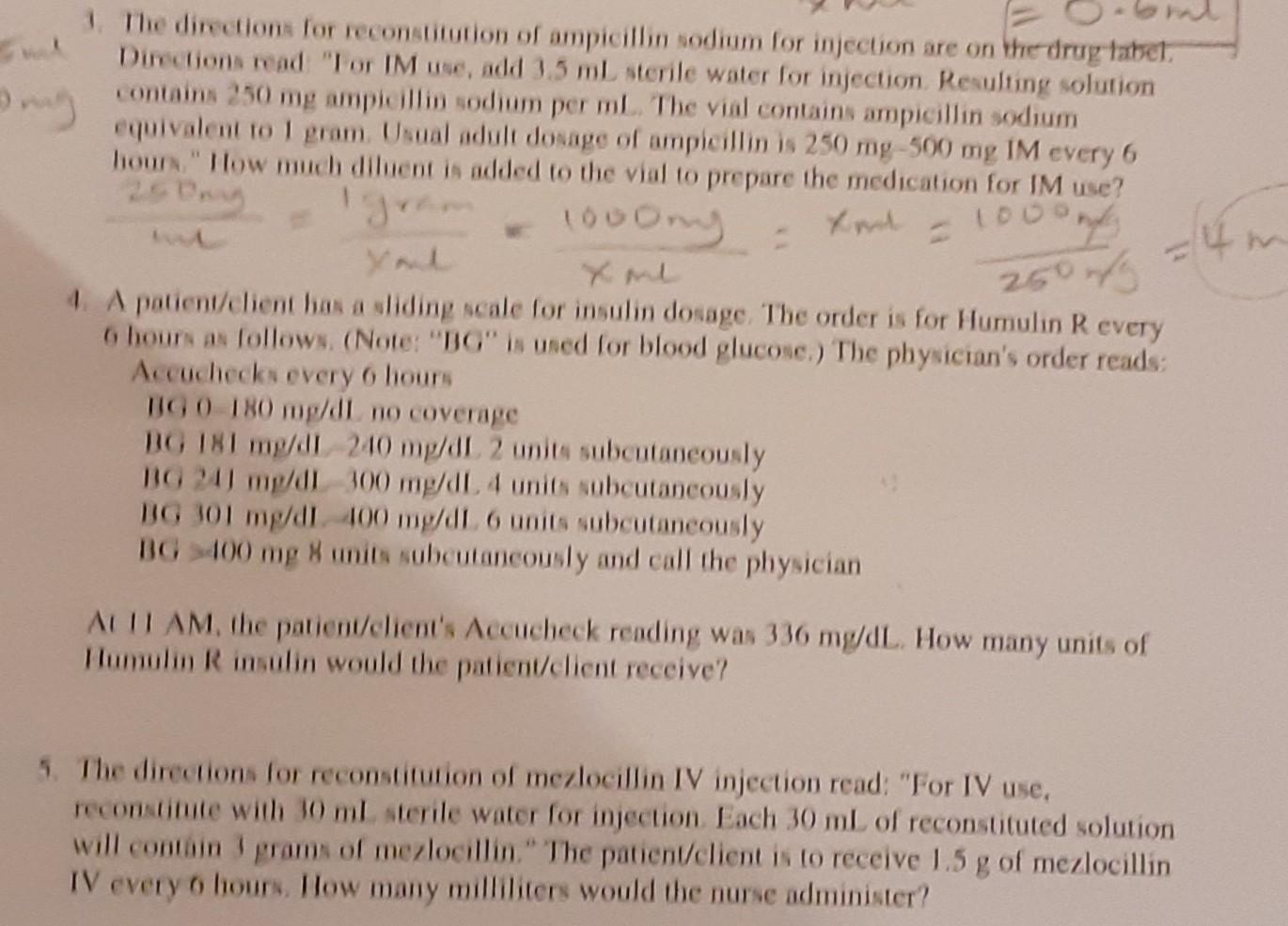 Solved 3. The directions for reconstitution of ampicillin