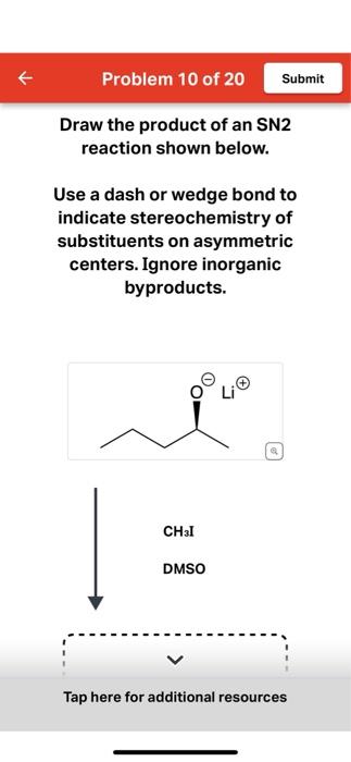 Solved Draw the product of an SN2 reaction shown below. Use | Chegg.com