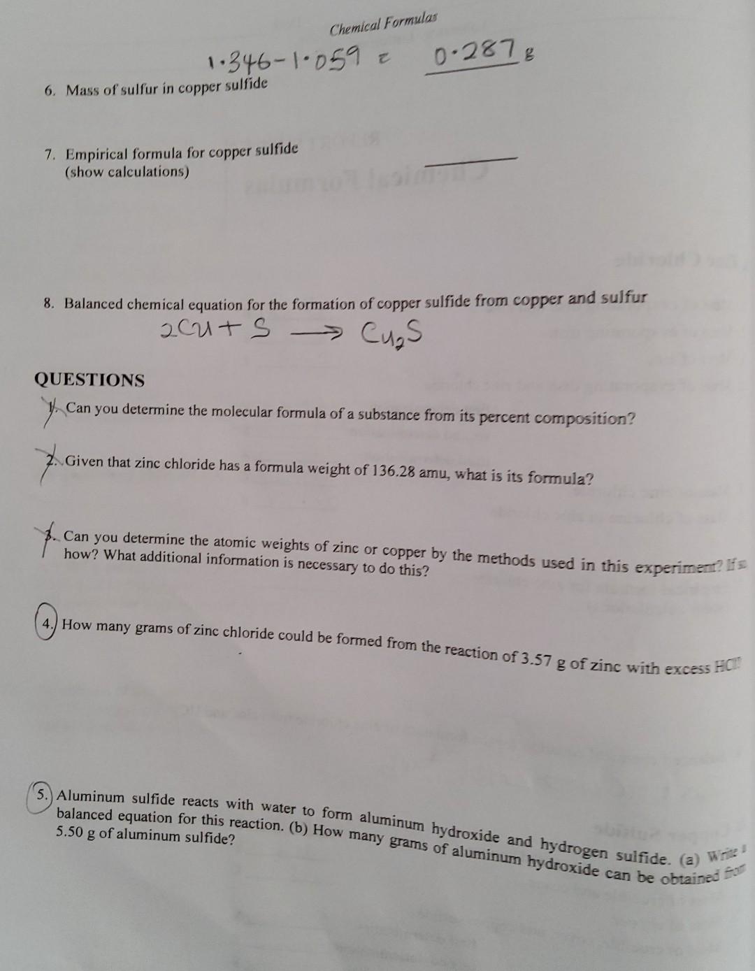 Solved A. Zinc Chloride 1. Mass of evaporating dish and zinc