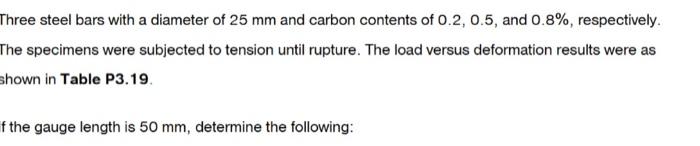 Solved Three steel bars with a diameter of 25 mm and carbon | Chegg.com