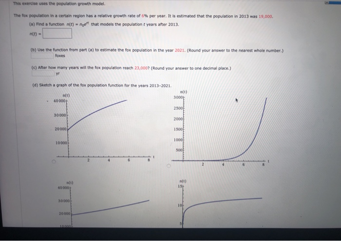 Solved This exercise uses the population growth model The | Chegg.com
