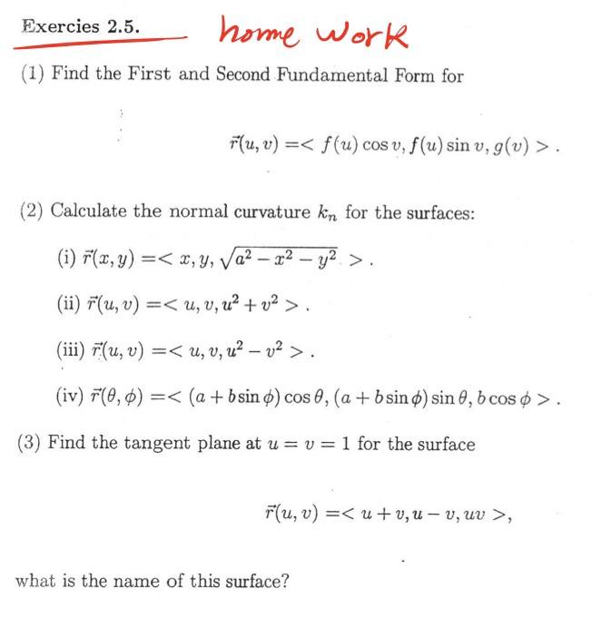 Solved Exercies 2 5 Home Work 1 Find The First And Second Chegg Com