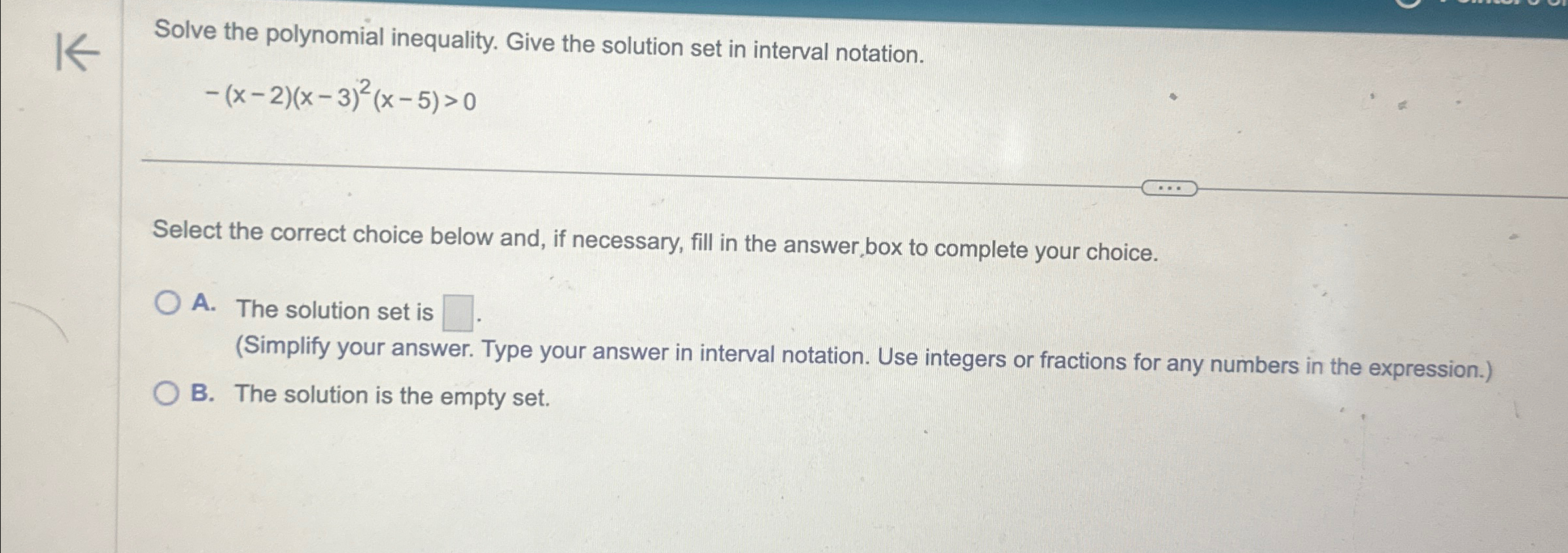 Solved Solve the polynomial inequality. Give the solution | Chegg.com