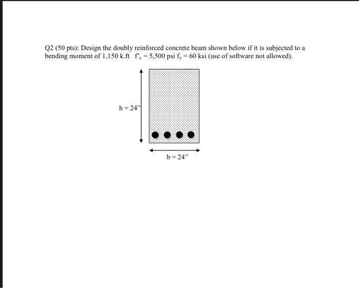 Solved Q2 (50 Pts): Design The Doubly Reinforced Concrete | Chegg.com