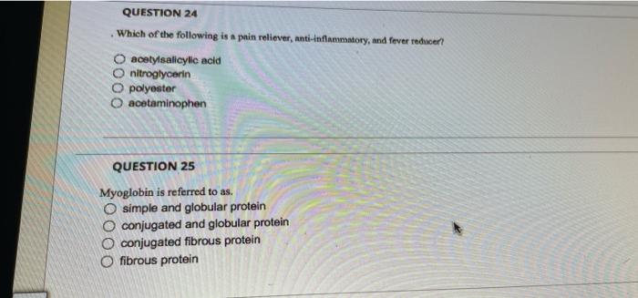 Solved QUESTION 24 . Which of the following is a pain | Chegg.com