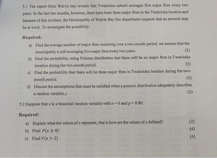 Solved 5.1 The report from Walvis bay reveals that Twaloloka | Chegg.com