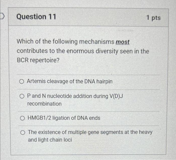 Solved Question 11 1 pts Which of the following mechanisms | Chegg.com