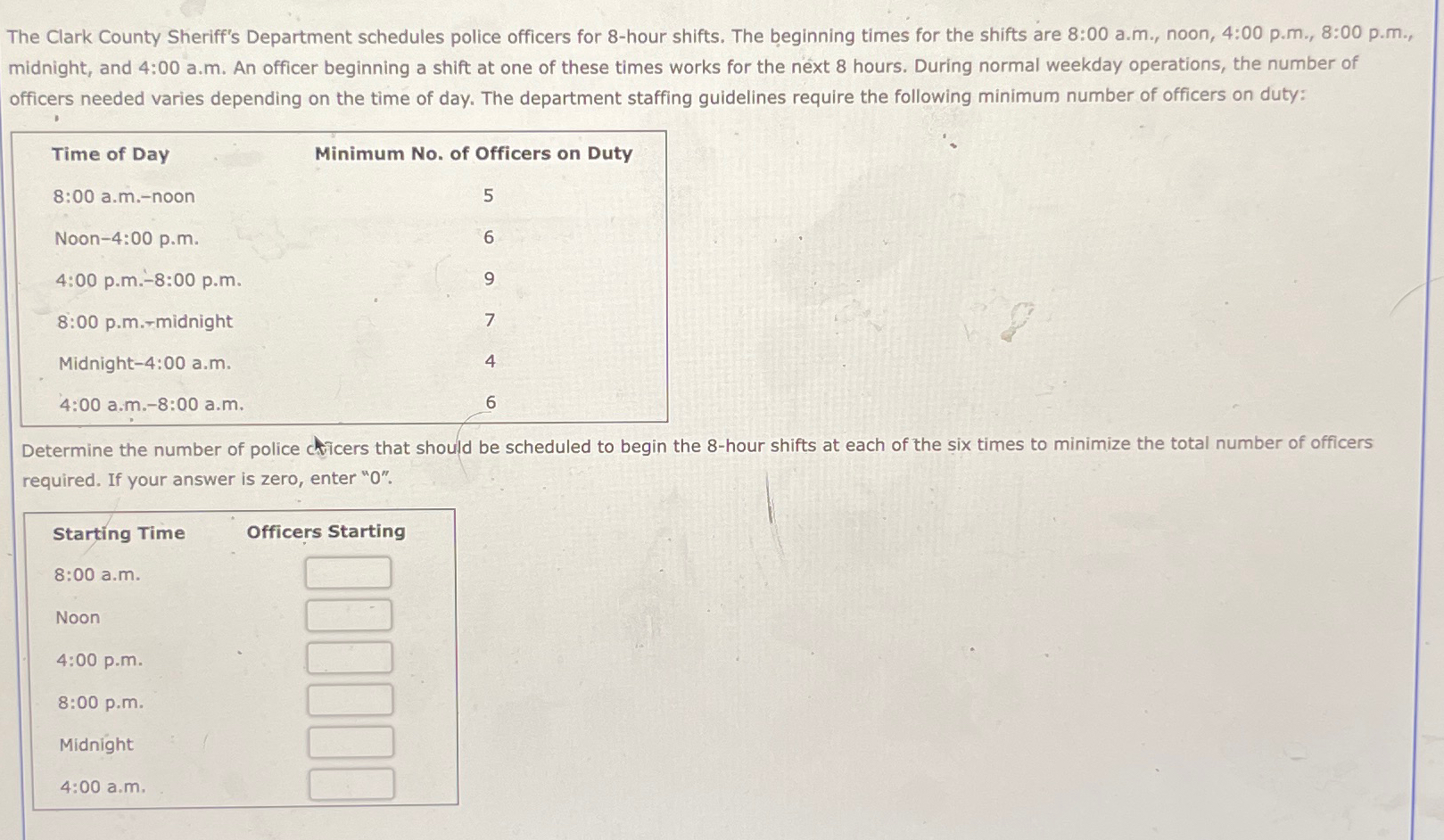 Solved The Clark County Sheriff's Department schedules