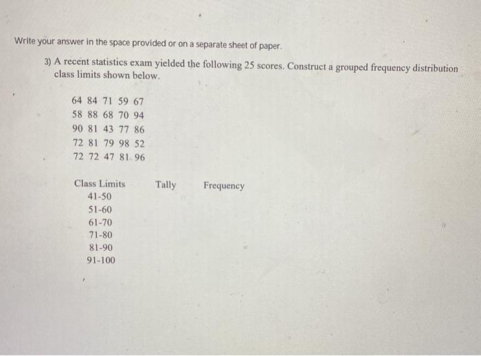 Solved Write your answer in the space provided or on a | Chegg.com