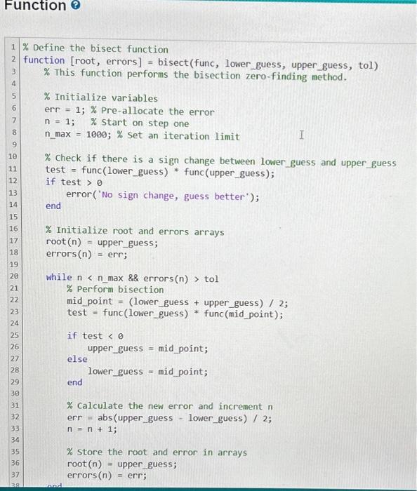 Solved Bisection You will need to modify the bisect.m file | Chegg.com