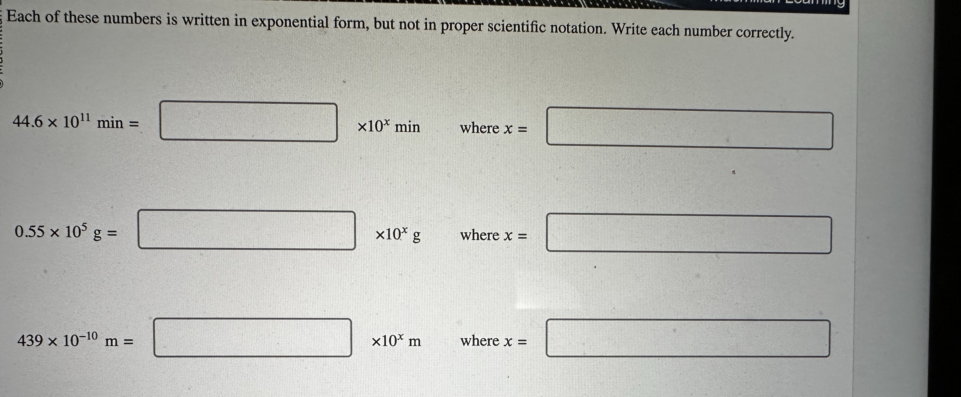 Solved Each of these numbers is written in exponential form, | Chegg.com