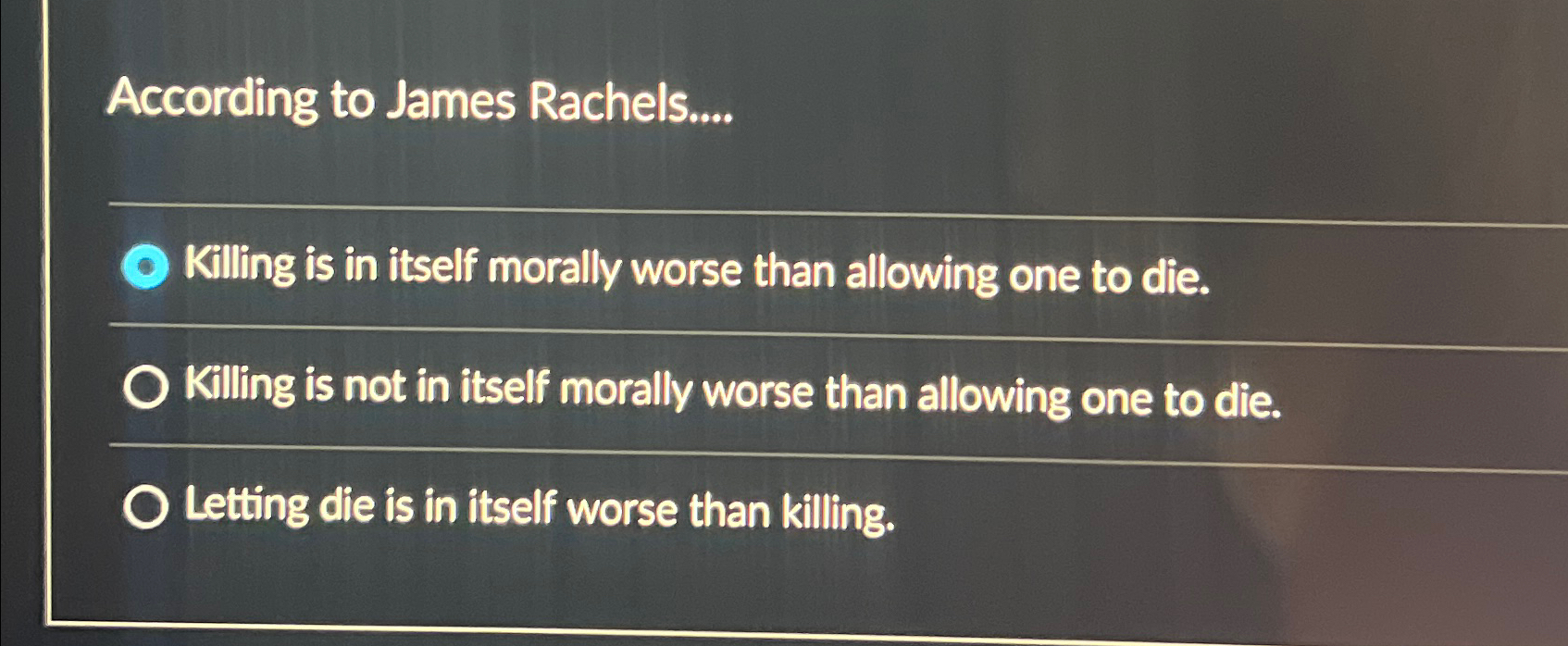 Solved According to James Rachels....Killing is in itself | Chegg.com