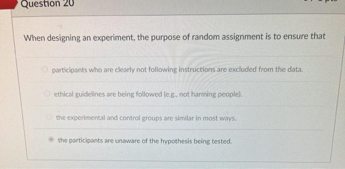 what is the purpose of a random assignment in an experiment