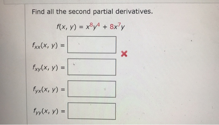 Solved Find All The Second Partial Derivatives F X Y