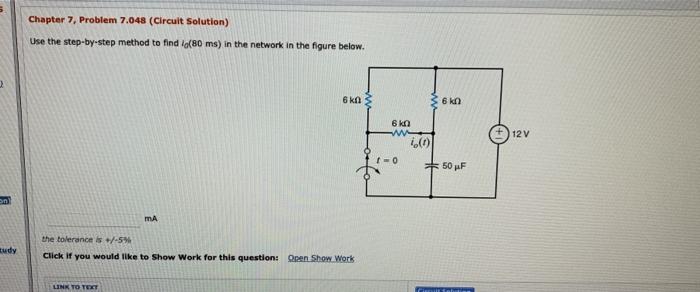 Solved Chapter 7. Problem 7.048 (Circuit Solution) Use the | Chegg.com