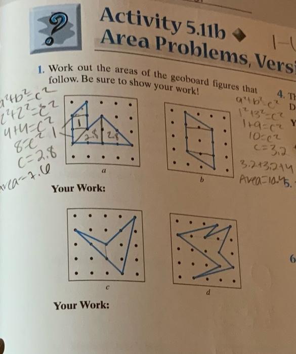 Solved Activity 5.11b Area Problems, Vers 1. Work Out The | Chegg.com