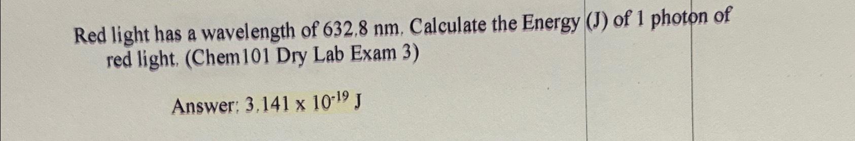 calculate the energy of a photon of red light