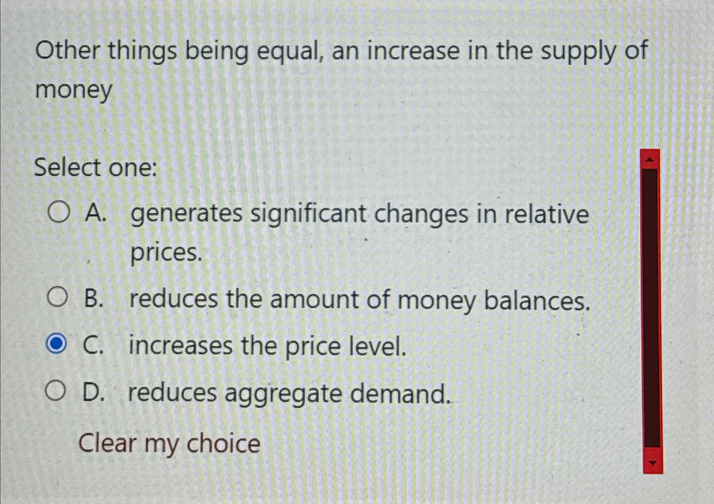 Solved Other things being equal, an increase in the supply | Chegg.com