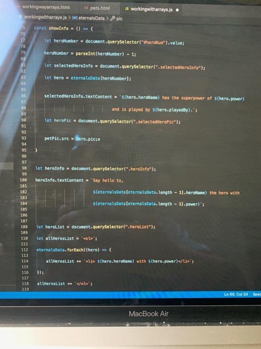 Solved First four pictures are of the current JavaScript | Chegg.com