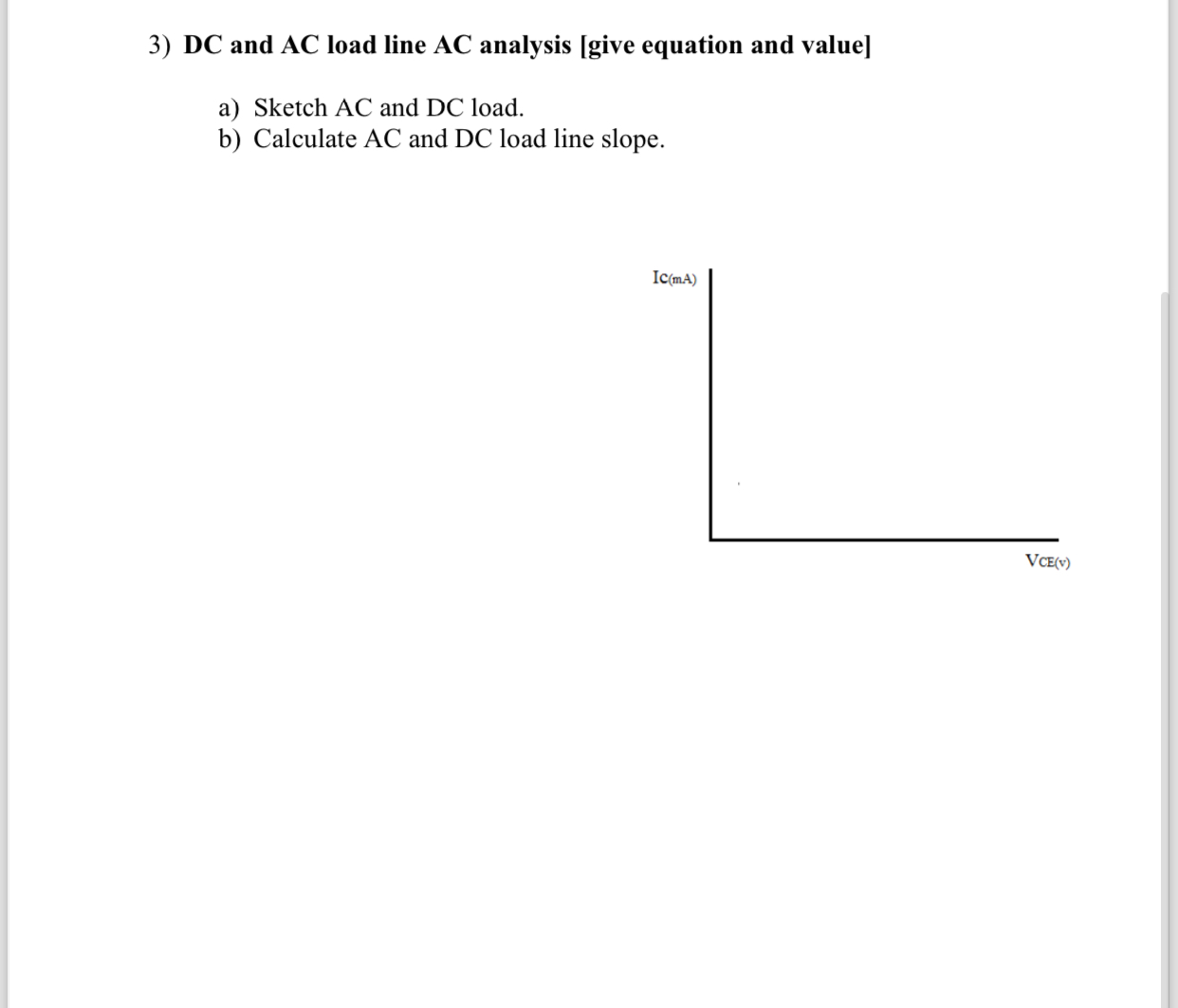 DC ﻿and AC ﻿load line AC ﻿analysis [give equation and