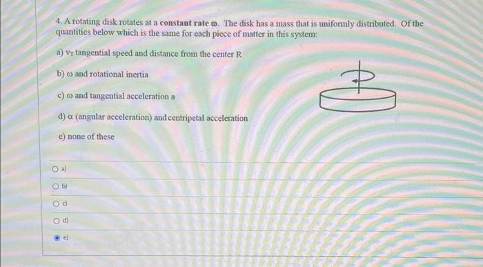 Solved 4. A Rotating Disk Rotates At A Constant Rate ω. The | Chegg.com