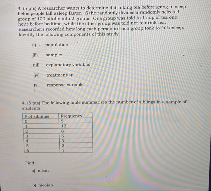 Solved 3. (5 pts) A researcher wants to determine if | Chegg.com