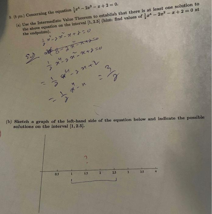 Solved 9. (8 pts.) Concerning the equation 21x4−2x2−x+2=0. | Chegg.com