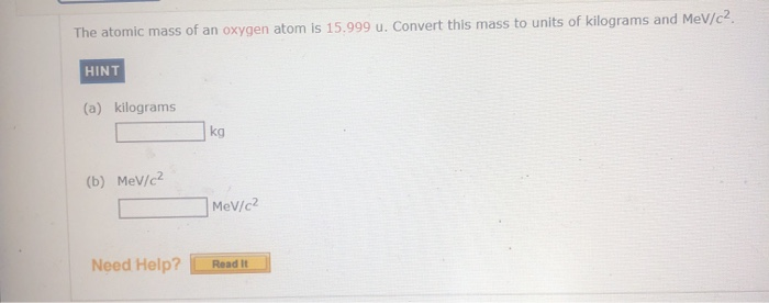 oxygen atomic mass