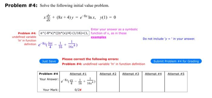 Solved Problem \#4: Solve The Following Initial Value | Chegg.com