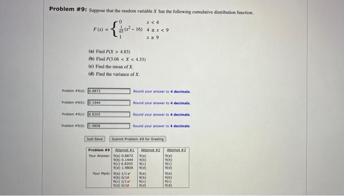 Solved Problem #9: Suppose that the random variable x has | Chegg.com