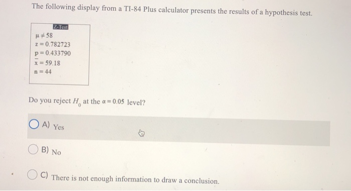 hypothesis test on ti 84 plus