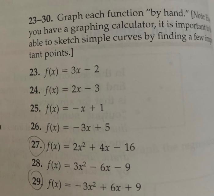 Solved 23-30. Graph each function "by hand." (Note: 1 you | Chegg.com