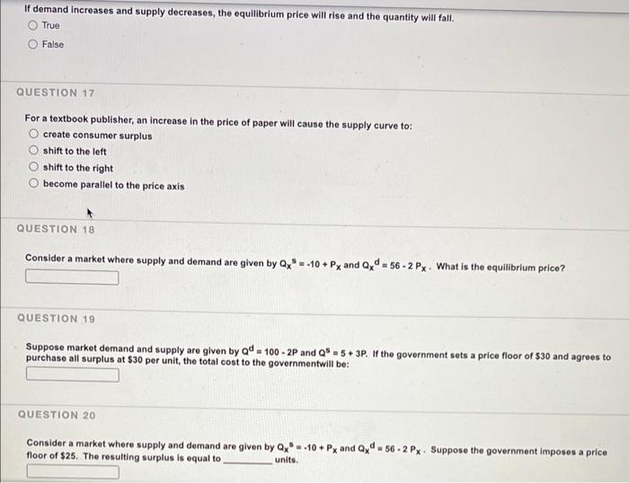 Solved If demand increases and supply decreases, the | Chegg.com