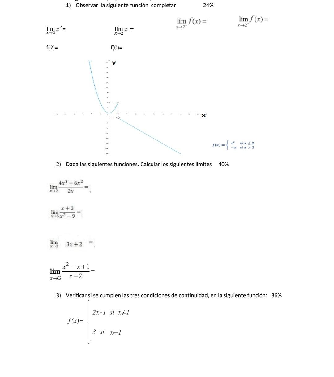 \[ \begin{array}{l} \lim _{x \rightarrow 2} x^{2}= \\ \lim _{x \rightarrow 2} x= \\ \lim _{x \rightarrow 2^{-}} f(x)=\quad \l