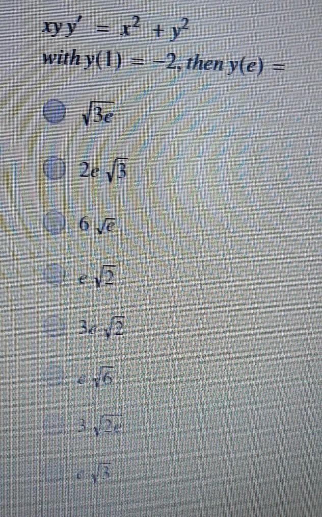 Solved By = ty with y(1) = -2, then yle) = | Chegg.com