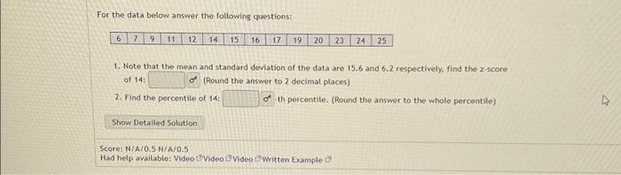 Solved For the data below answer the following questions: 6 | Chegg.com