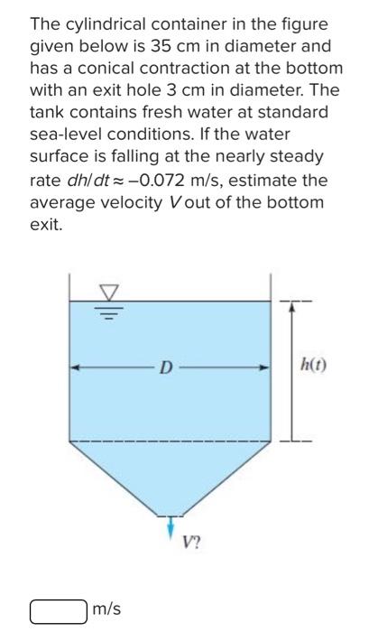 Solved The cylindrical container in the figure given below | Chegg.com