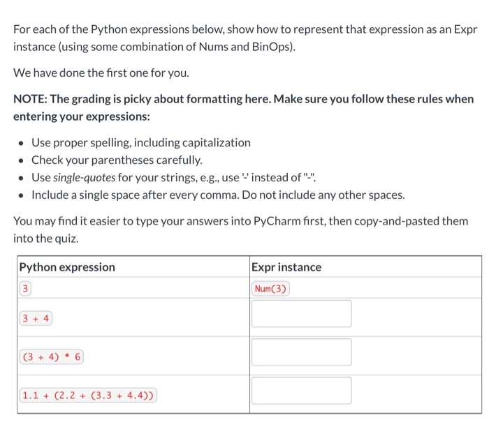 Solved For each of the Python expressions below, show how to | Chegg.com