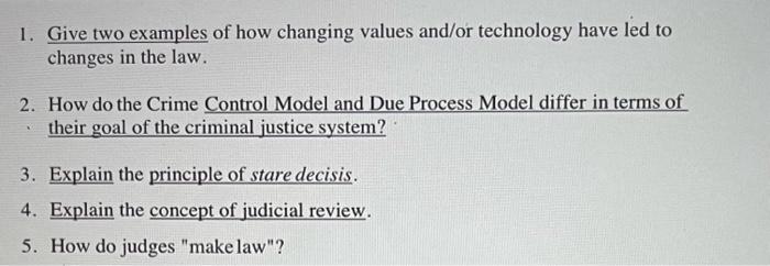 1. Give two examples of how changing values and/or | Chegg.com