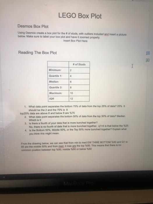 Solved LEGO Box Plot Desmos Box Plot Using Desmos create a