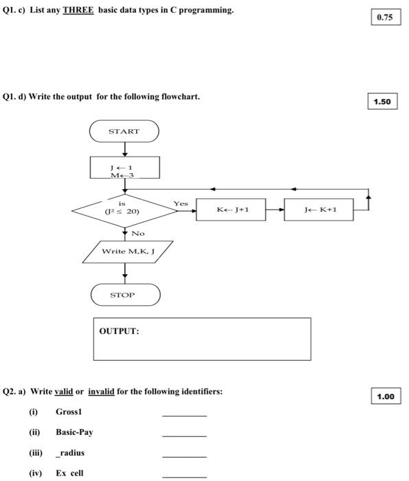 Solved Q1. c) List any THREE basic data types in C | Chegg.com