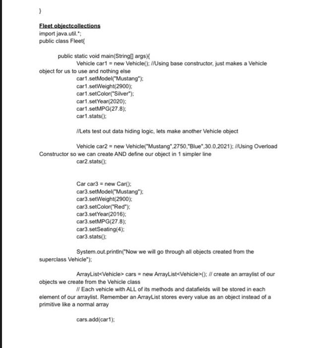 Solved Lab 4 Modifications to existing classes. Vehicle | Chegg.com