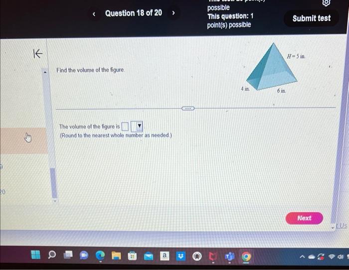 Solved Find The Volume Of The Figure. The Volume Of The | Chegg.com