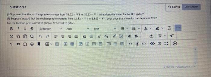 Solved QUESTION 8 10 points Save Annwer V V Suppose that the | Chegg.com