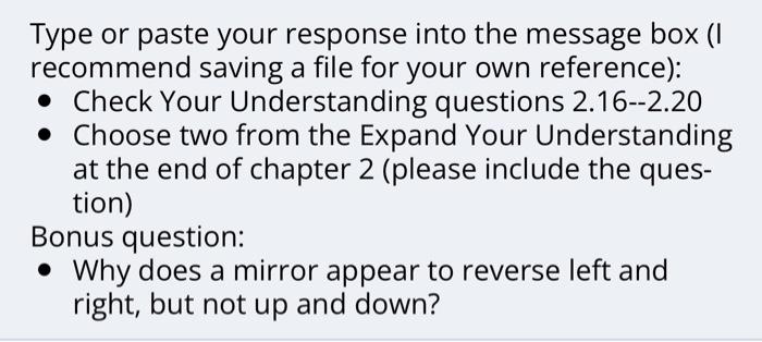 Type or paste your response into the message box (I | Chegg.com