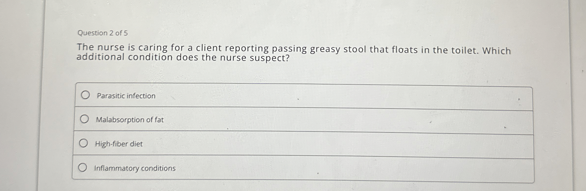 Solved Question 2 ﻿of 5The nurse is caring for a client | Chegg.com