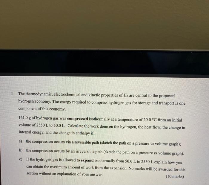 Solved 1 The thermodynamic, electrochemical and