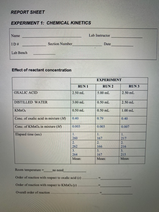 experiment 1 chemical kinetics